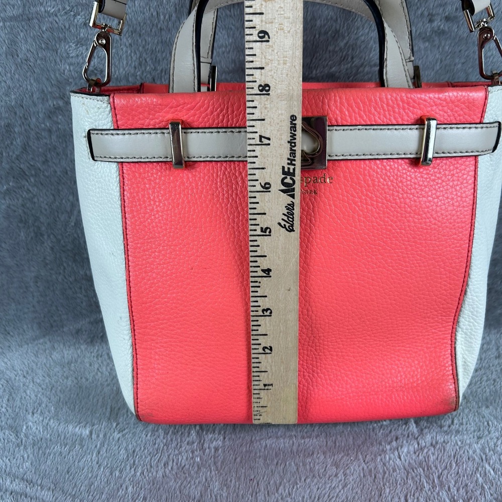 Kate Spade Coral Cream Pebbled Leather Colorblock Satchel Crossbody Bag - Picture 8 of 13